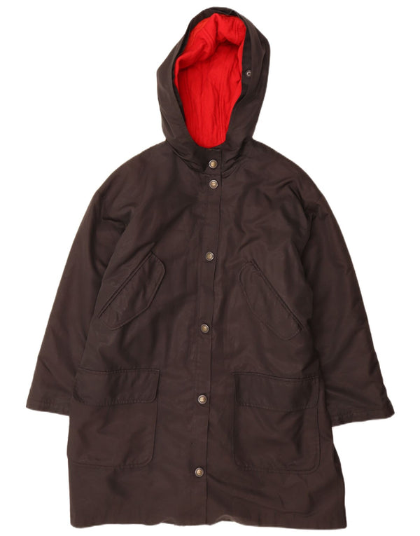 Jaqueta parka feminina Penny Black com capuz grande tamanho Reino Unido 10 pequena lã preta