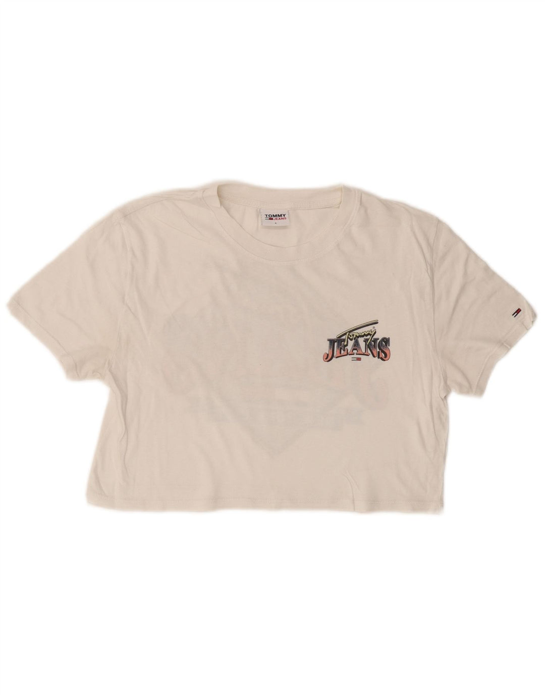 TOMMY HILFIGER Camiseta Feminina Crop Graphic Top UK 10 Pequeno Branco