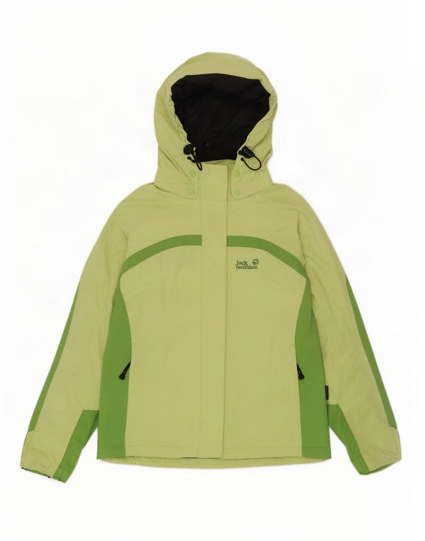 Jaqueta corta-vento feminina Jack Wolfskin com capuz Reino Unido 14/16 grande verde