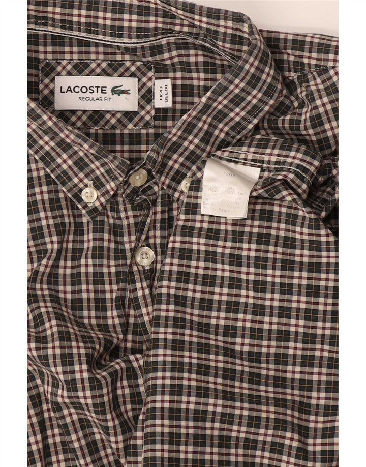 Camisa masculina Lacoste Regular Fit tamanho 43 grande algodão xadrez verde