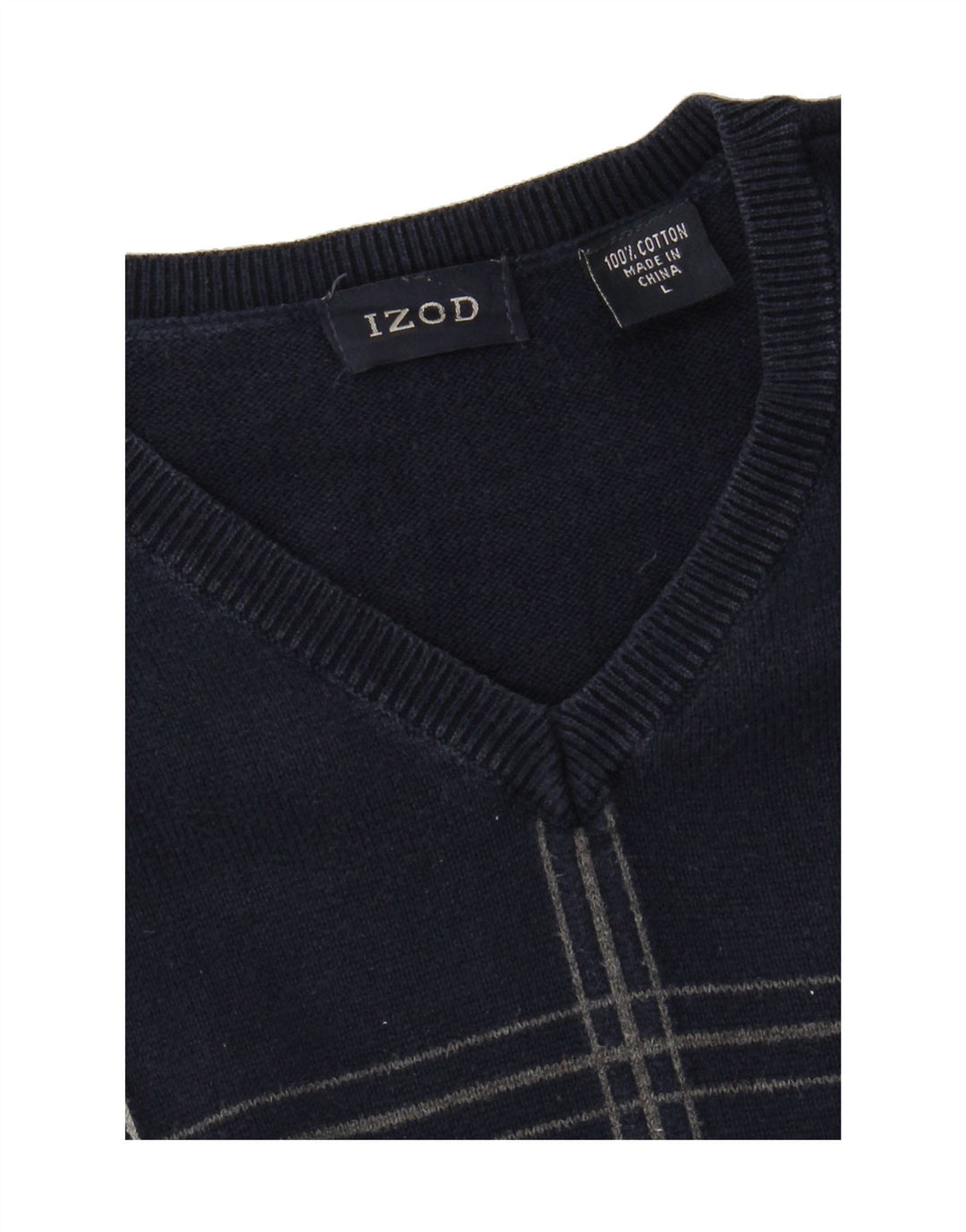 IZOD Mens Vest Tank Top Large Navy Blue Check Cotton Vintage Izod and Second-Hand Izod from Messina Hembry 