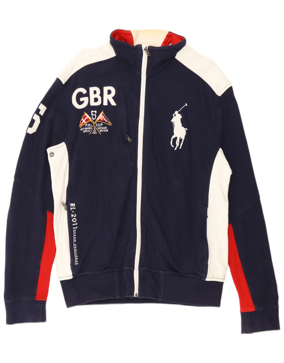 Polo Ralph Lauren Jaqueta masculina de agasalho médio azul marinho colorblock