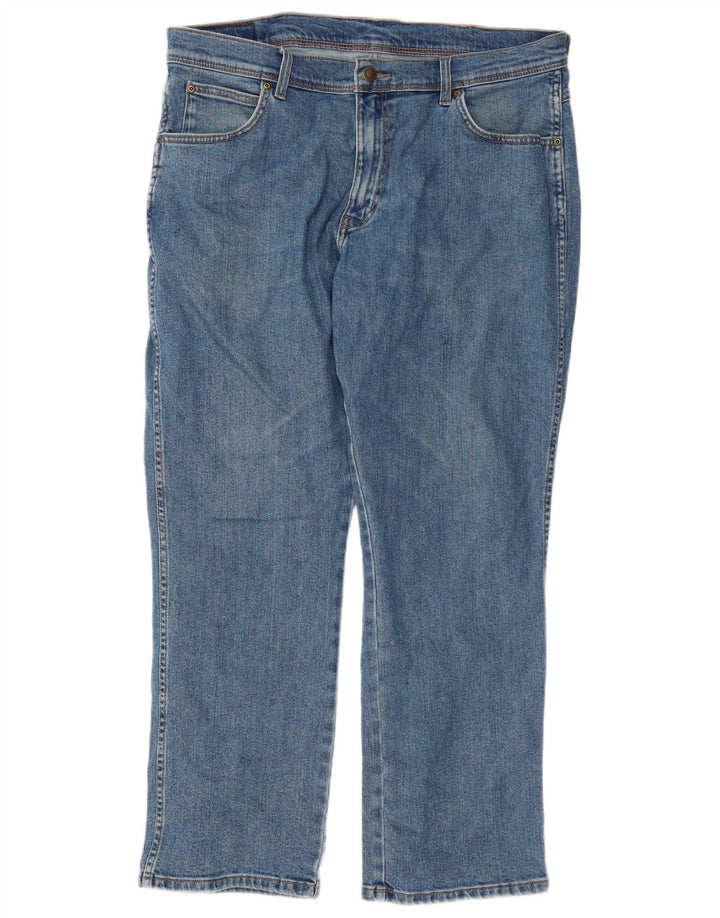 Wrangler Mens Regular Fit Straight Jeans W36 L30 Azul Algodão