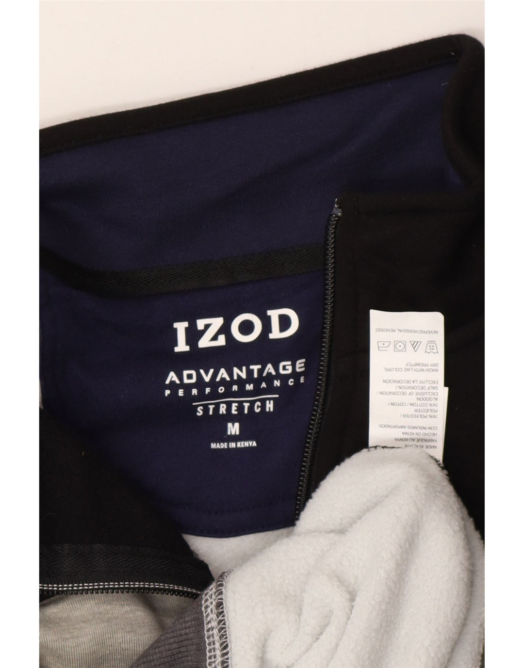 Suéter masculino IZOD com zíper e gola em poliéster colorblock cinza médio