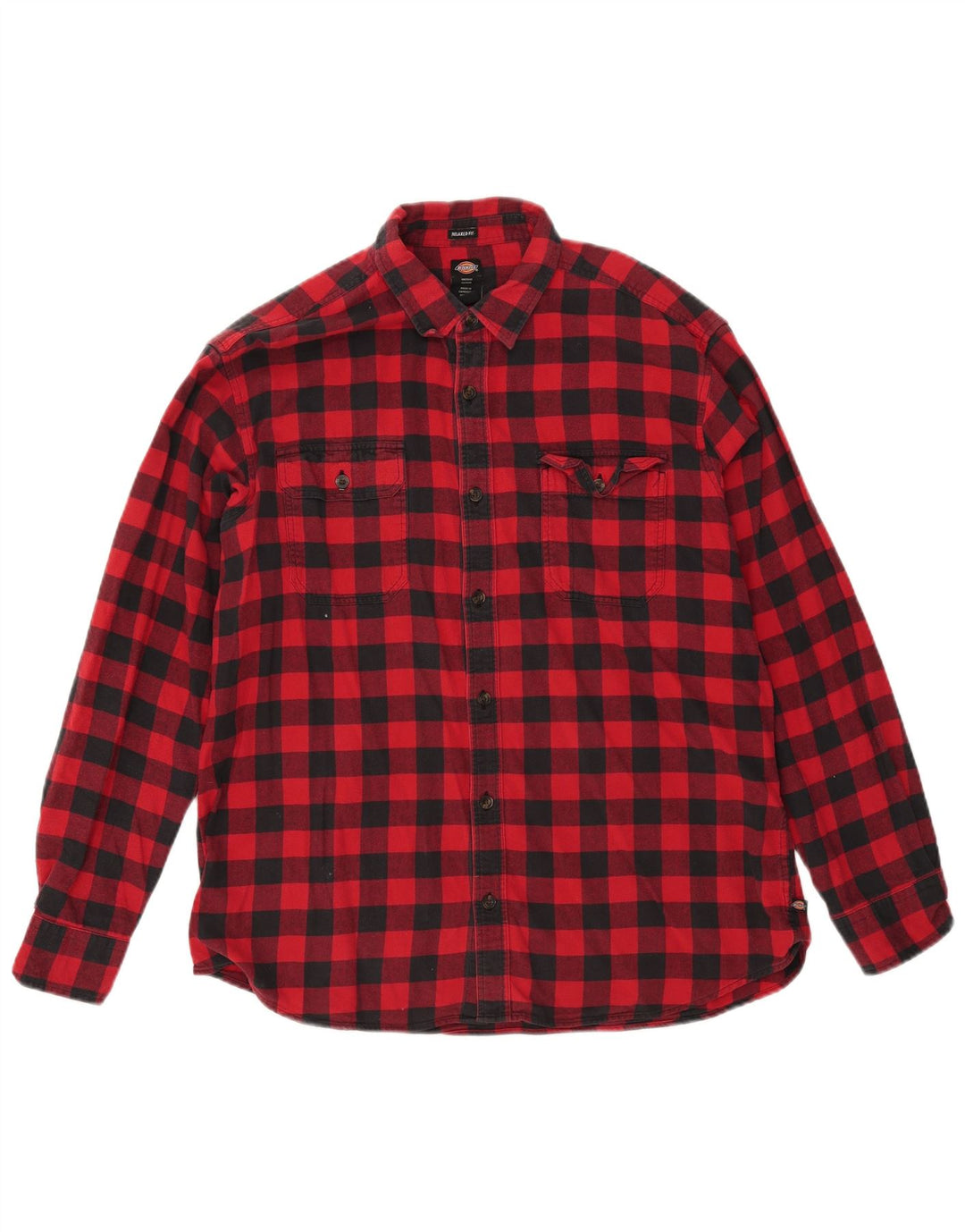 Camisa masculina Dickies de flanela com ajuste relaxado grande xadrez vermelho