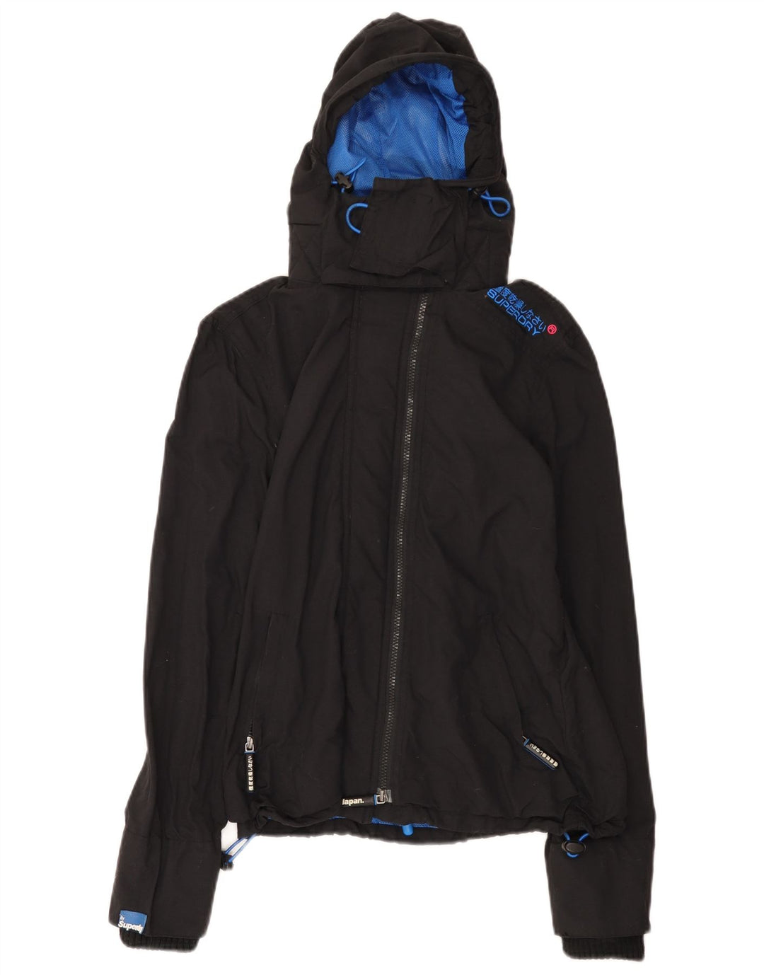Jaqueta de chuva com capuz Superdry Womens Windcheater Reino Unido 14 Médio Preto Nylon