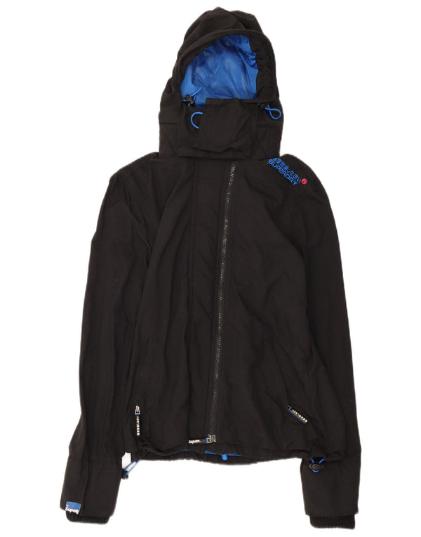 Jaqueta de chuva com capuz Superdry Womens Windcheater Reino Unido 14 Médio Preto Nylon