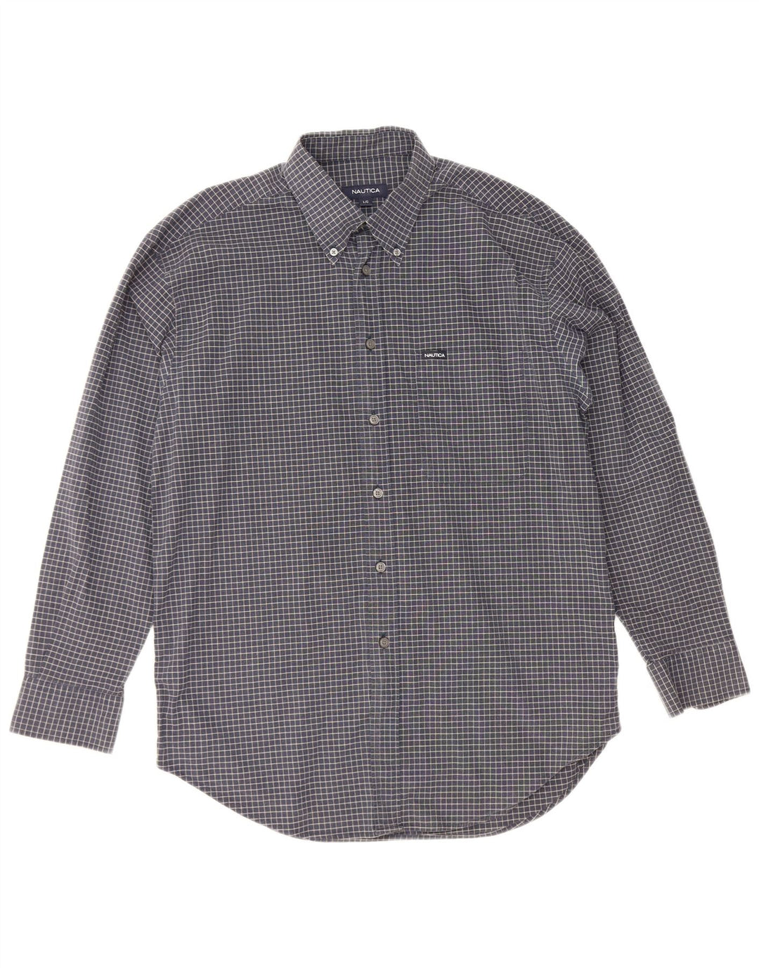 Camisa masculina Nautica grande algodão xadrez azul marinho