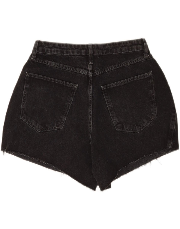 Shorts jeans feminino Topshop Reino Unido 10 pequeno W28 algodão preto