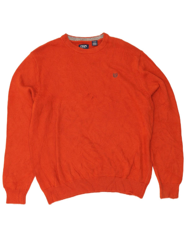 Suéter masculino Chaps com gola redonda XL laranja algodão
