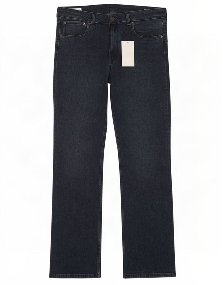 Calça jeans feminina Zara Bootcut EU 48 2XL W38 L32 azul marinho algodão