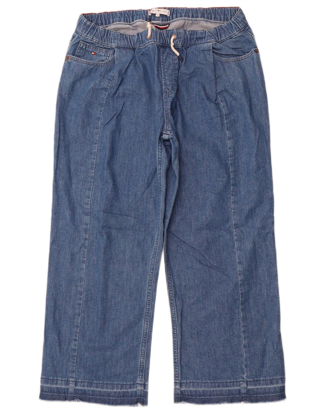 TOMMY HILFIGER Meninas Capri Wide Leg Jeans 15-16 Anos W28 L23 Azul Algodão