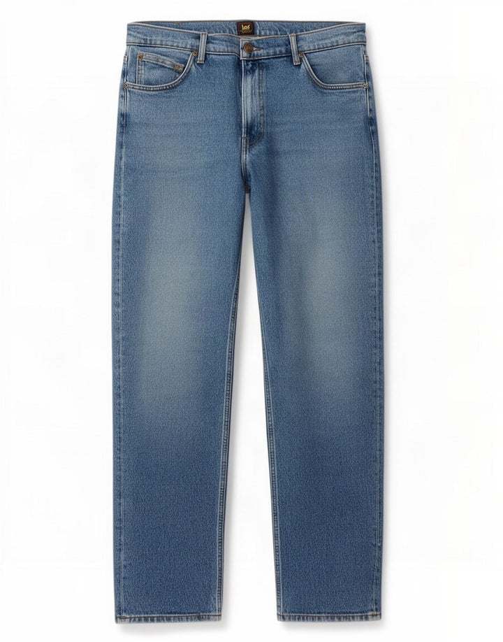 Lee Mens West Straight Jeans W34 L32 Azul Algodão