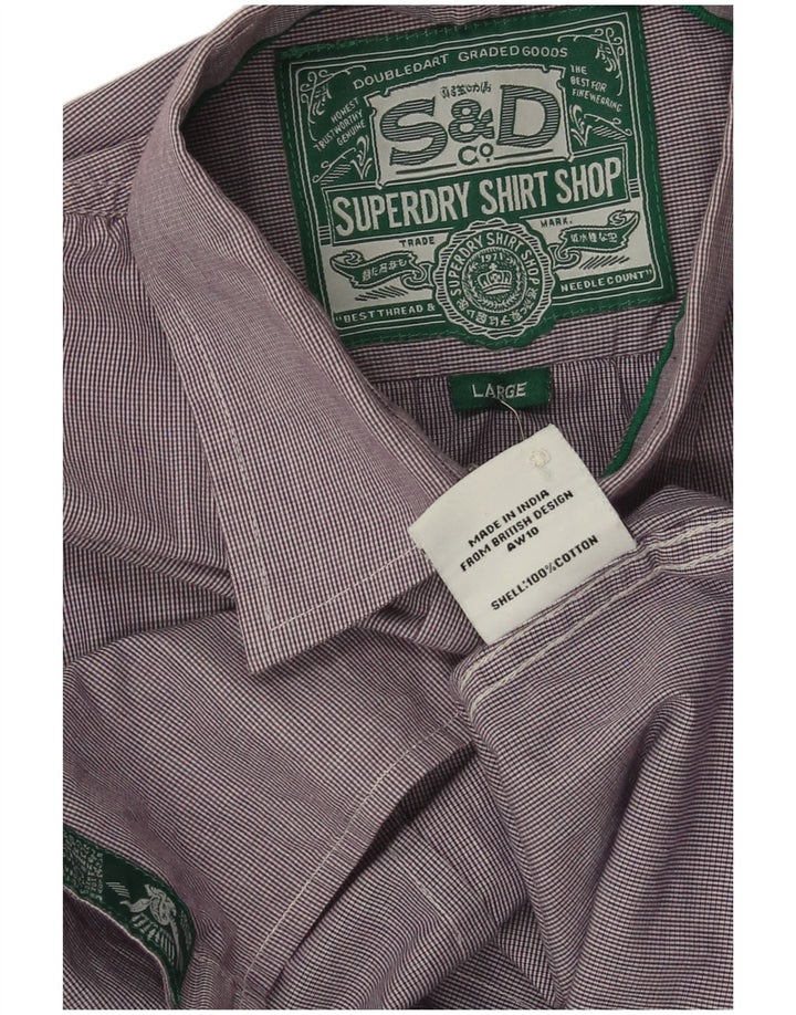 Camisa masculina Superdry grande algodão xadrez roxo