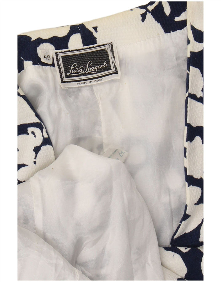 LUISA SPAGNOLI Jaqueta blazer feminina manga 3/4 IT 46 grande azul marinho