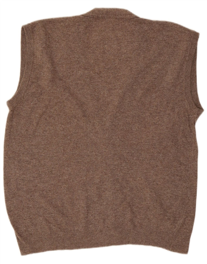 Suéter cardigã masculino vintage sem mangas grande marrom Argyle/lã diamante