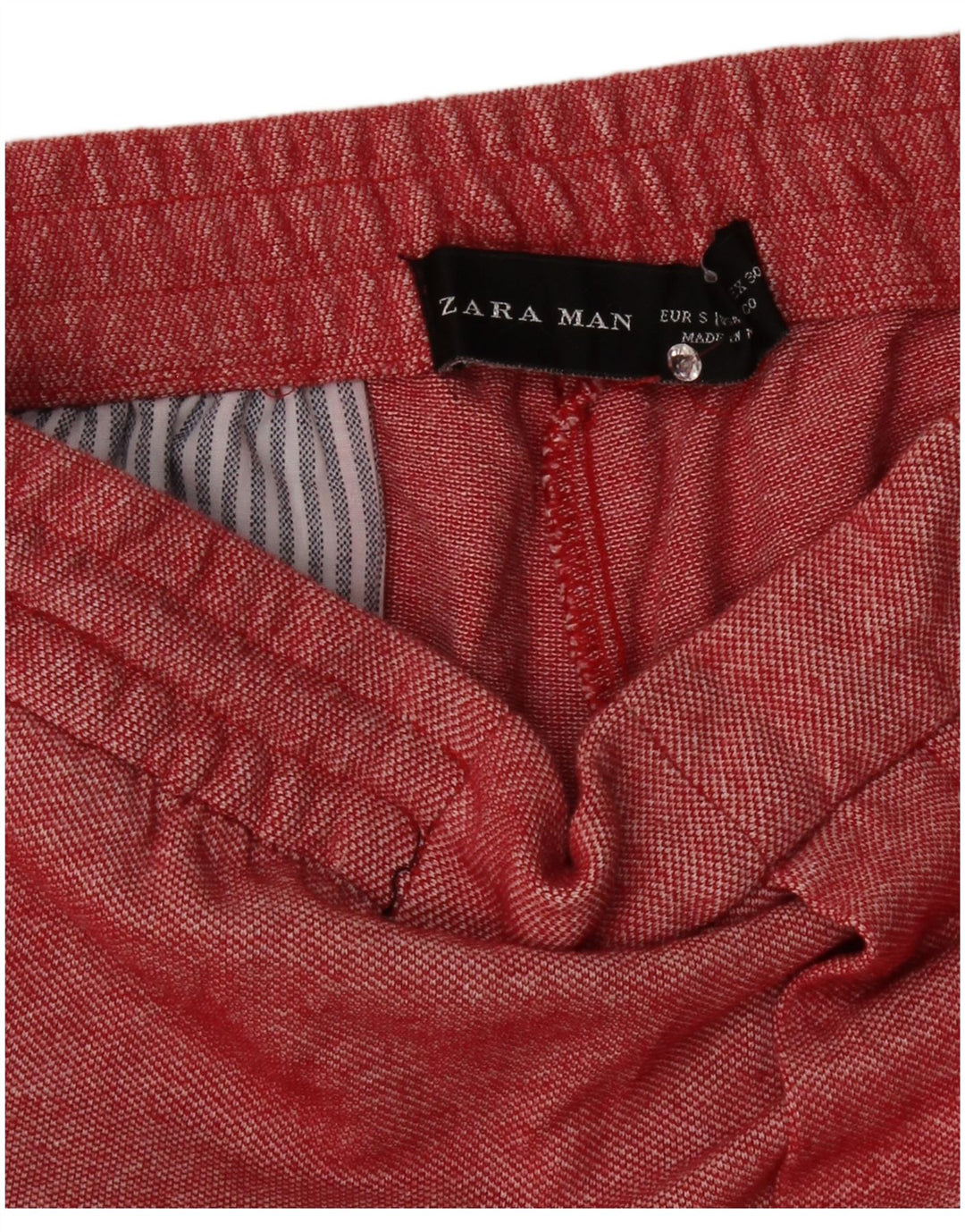 Zara Shorts esportivos masculinos pequenos manchados vermelhos