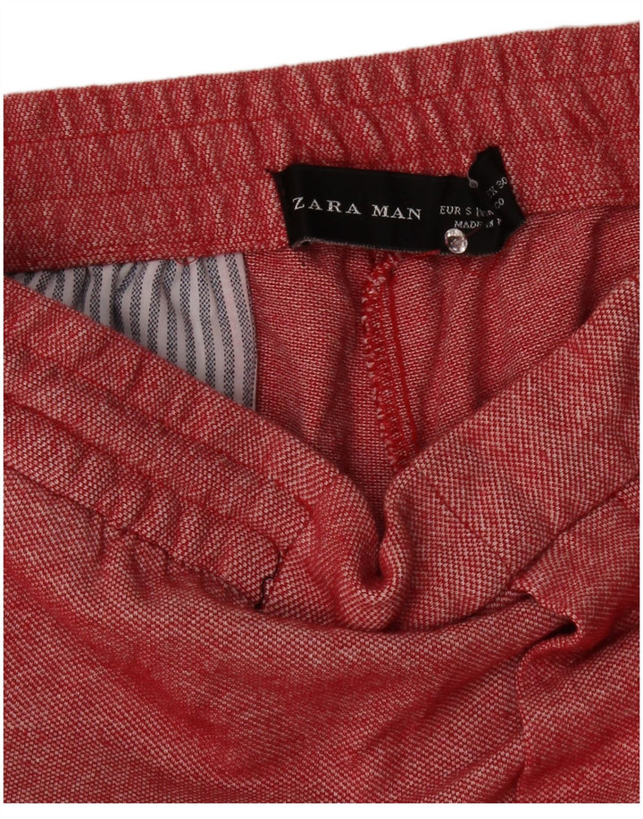 Zara Shorts esportivos masculinos pequenos manchados vermelhos
