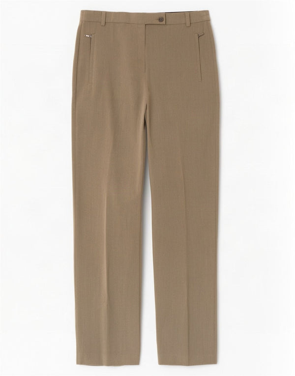 Calça feminina reta casual Marks & Spencer Reino Unido 10 pequena W28 L29 cáqui