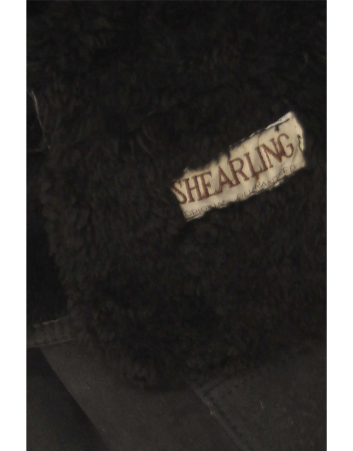 Jaqueta feminina vintage de shearling IT 44 Shearling preto médio
