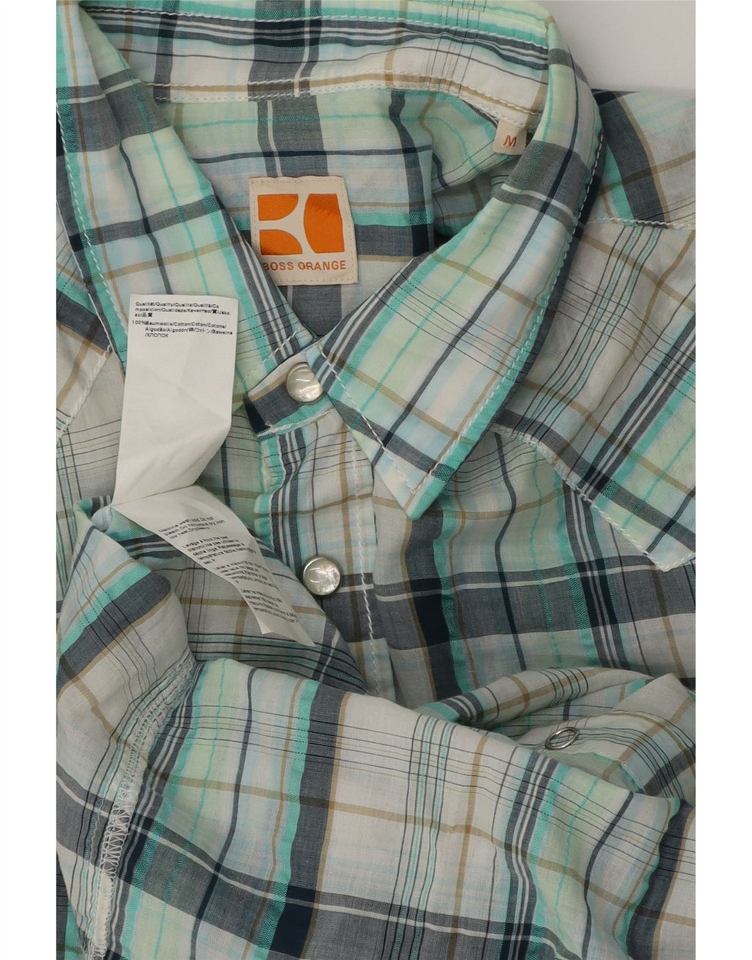 Camisa masculina HUGO BOSS de algodão xadrez azul médio
