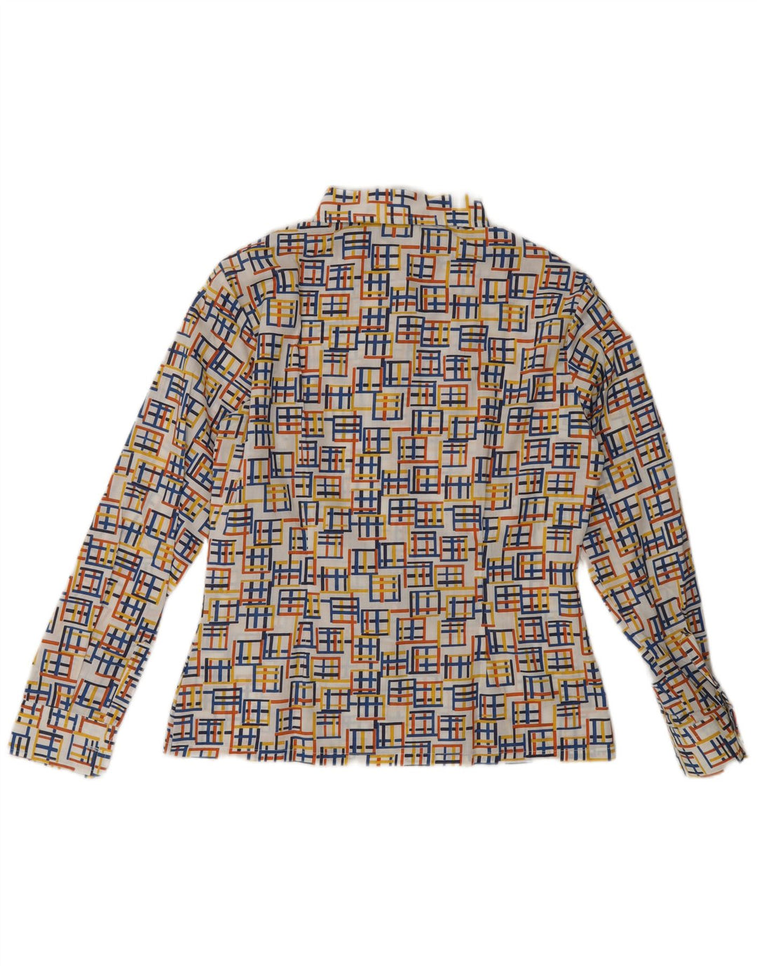 Blusa feminina vintage EU 40 poliéster geométrico multicolorido médio