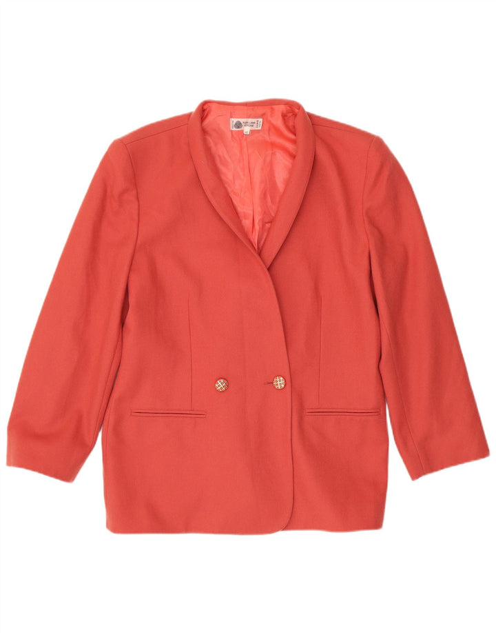 Jaqueta blazer feminina vintage com peito duplo IT 48 XL lã virgem rosa