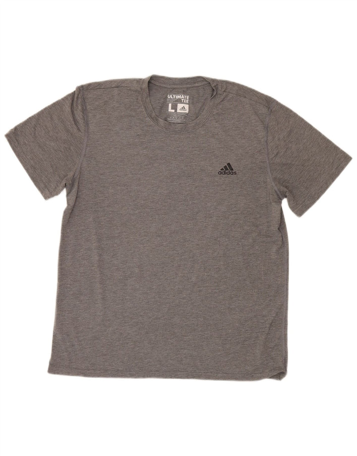 Camiseta masculina Adidas Climalite Top grande poliéster manchado cinza