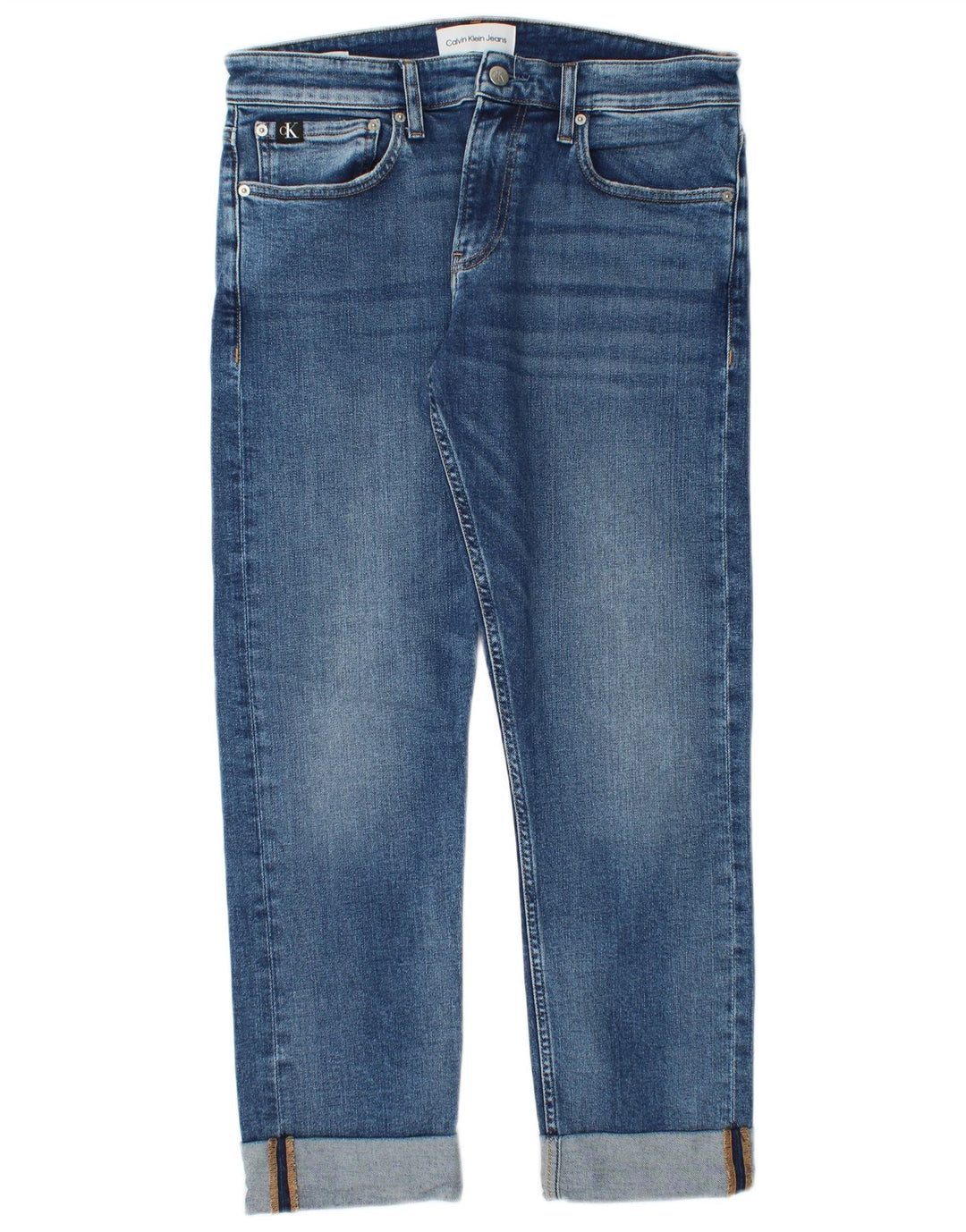 Calça jeans reta masculina Calvin Klein W32 L27 algodão azul
