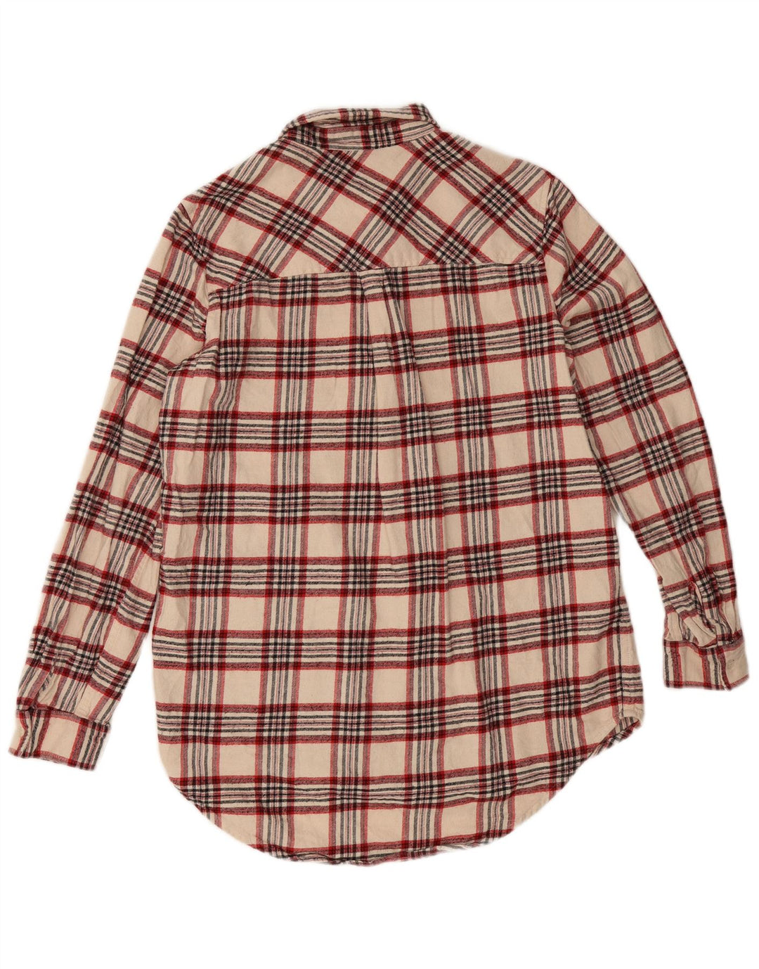 Camisa feminina de flanela grande Marks & Spencer UK 10 pequena xadrez bege