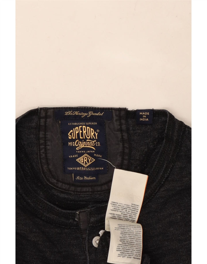 SUPERDRY Top masculino de manga comprida de algodão cinza médio