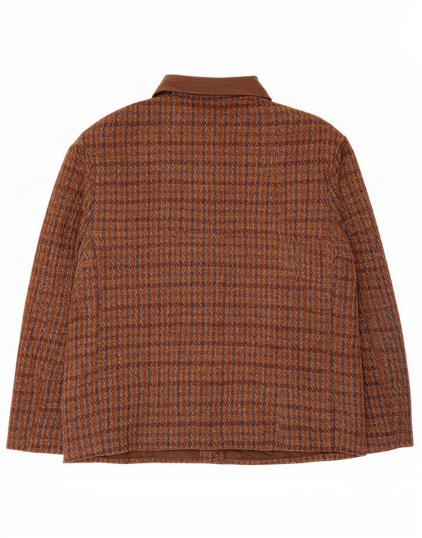 Jaqueta blazer feminina vintage de 4 botões Reino Unido 12 xadrez marrom médio