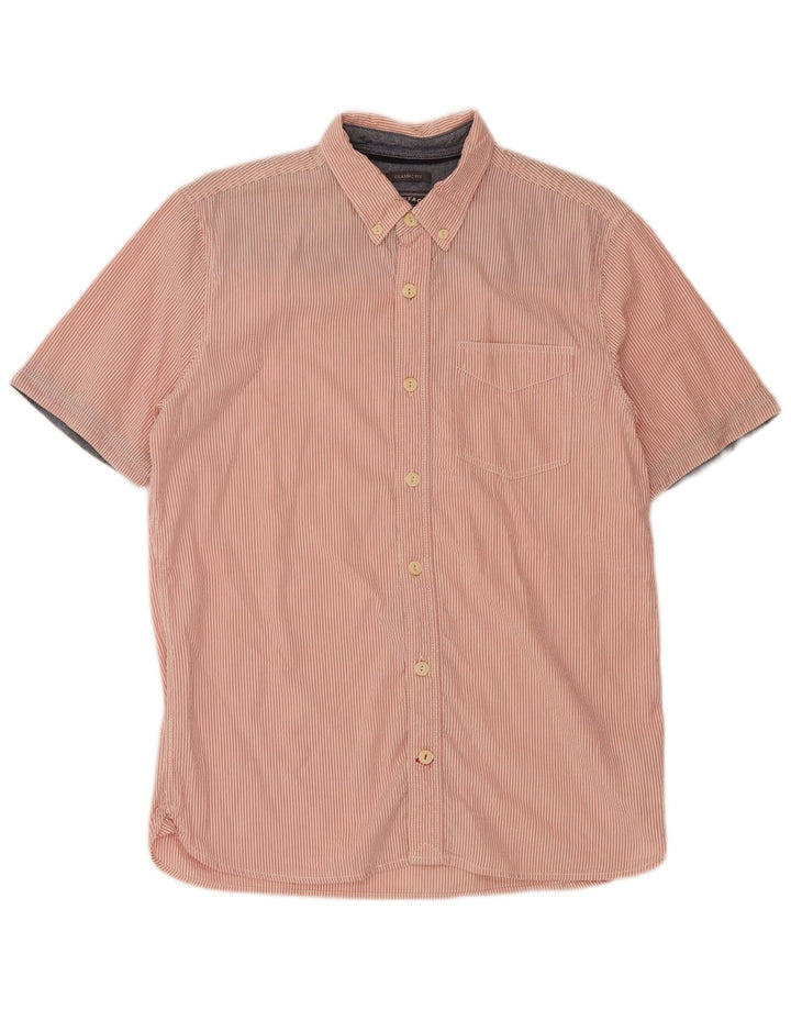 FAT FACE Camisa masculina clássica de manga curta com listras vermelhas médias de algodão