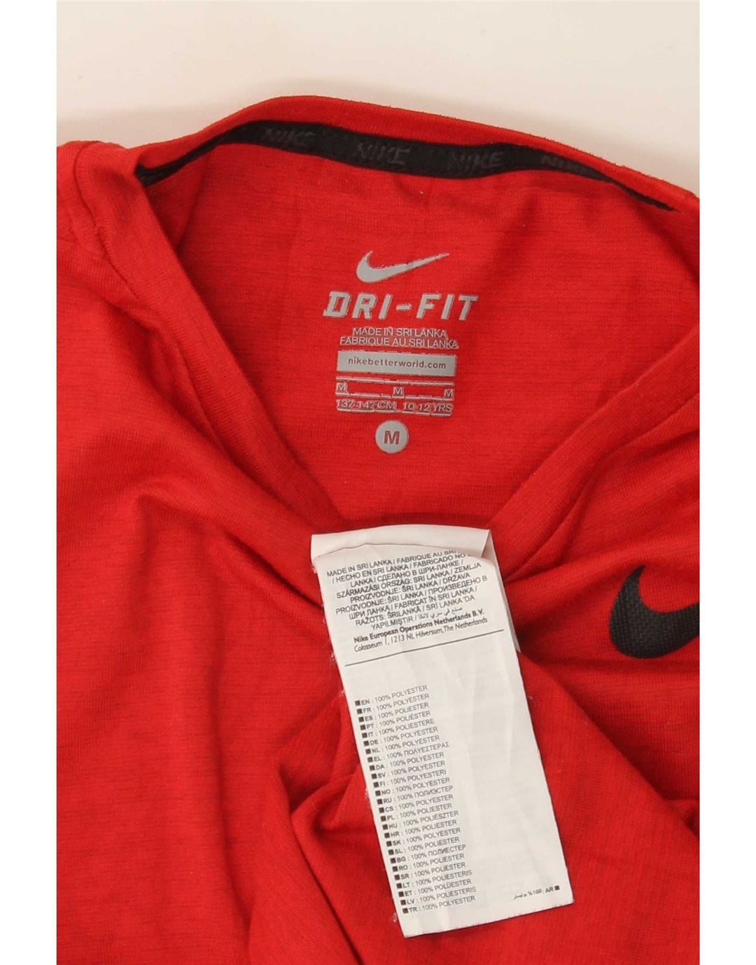 Camiseta Nike Boys Dri Fit Top 10-11 Anos Médio Poliéster Vermelho Manchado