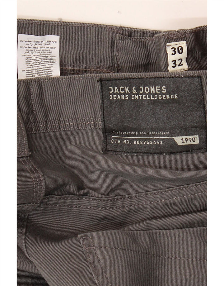 JACK & JONES Mens Slim Casual Trousers W30 L32 Grey Cotton Vintage Jack & Jones and Second-Hand Jack & Jones from Messina Hembry 