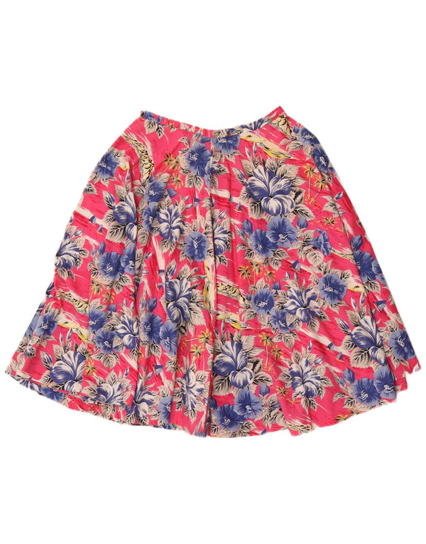 Saia circular feminina vintage W24 XS rosa floral