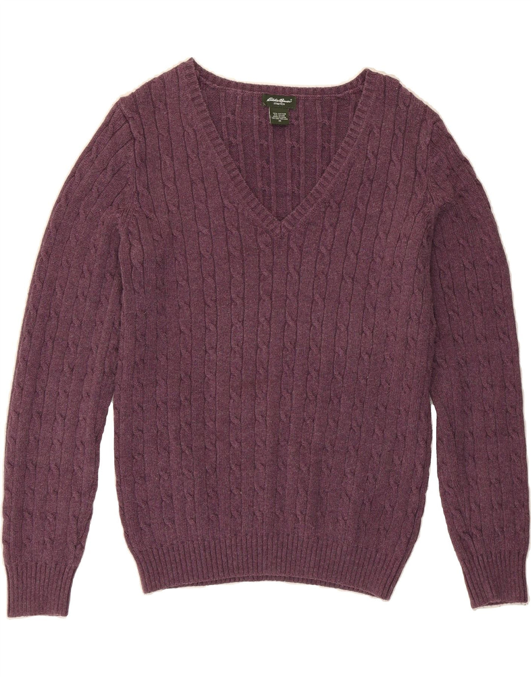 EDDIE BAUER Womens V-Neck Jumper Sweater UK 14 Medium Purple Cotton Vintage Eddie Bauer and Second-Hand Eddie Bauer from Messina Hembry 