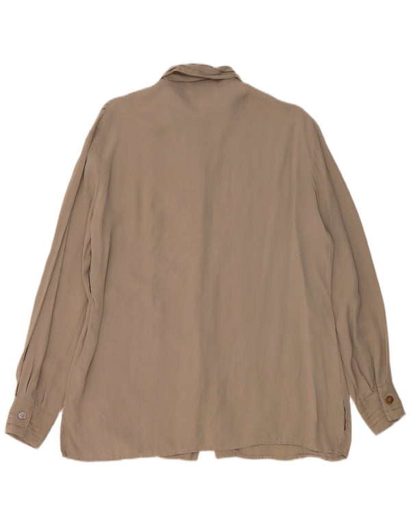 Blusa feminina Pancaldi & B Reino Unido 16 grande seda cinza