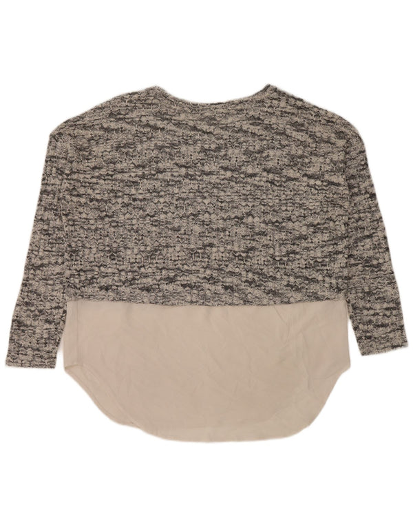 Zara Suéter feminino oversized com gola canoa Reino Unido 14 cinza médio