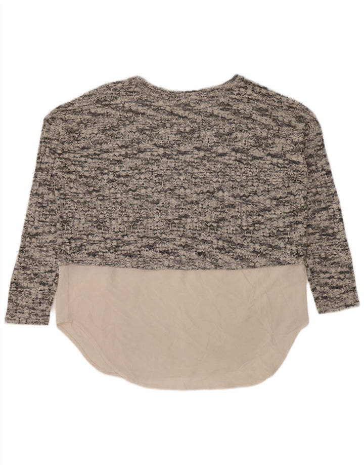 Zara Suéter feminino oversized com gola canoa Reino Unido 14 cinza médio