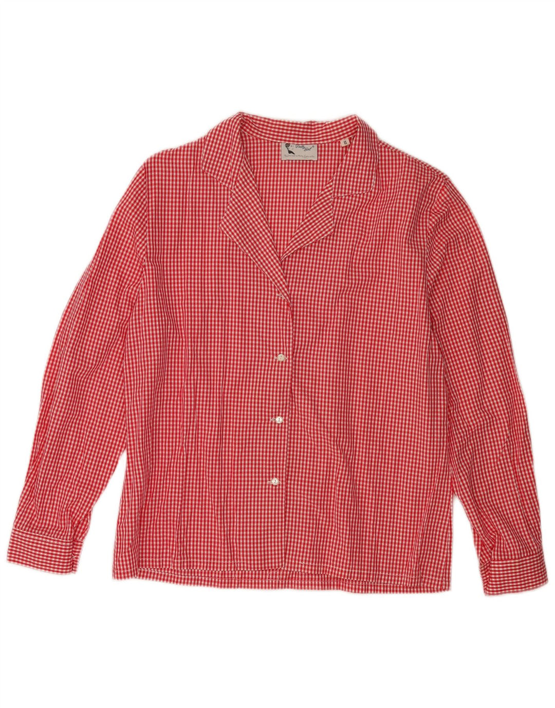 Camisa feminina VINTAGE Reino Unido 16 grande algodão guingão vermelho