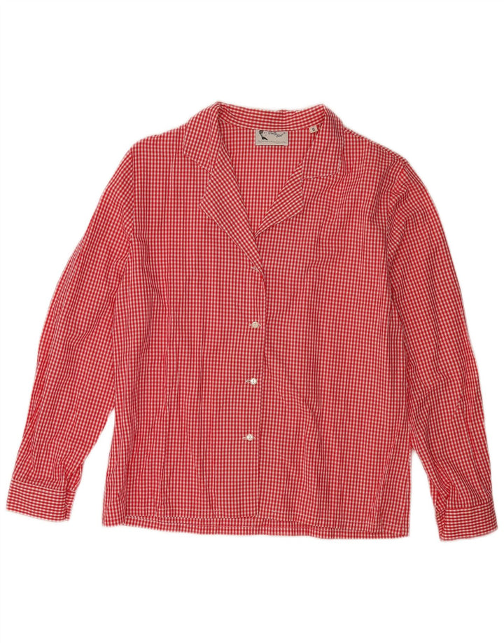 Camisa feminina VINTAGE Reino Unido 16 grande algodão guingão vermelho
