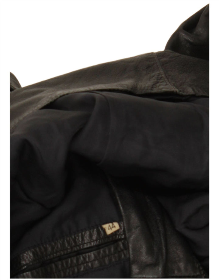 Jaqueta de couro vintage feminina IT 44 médio preto