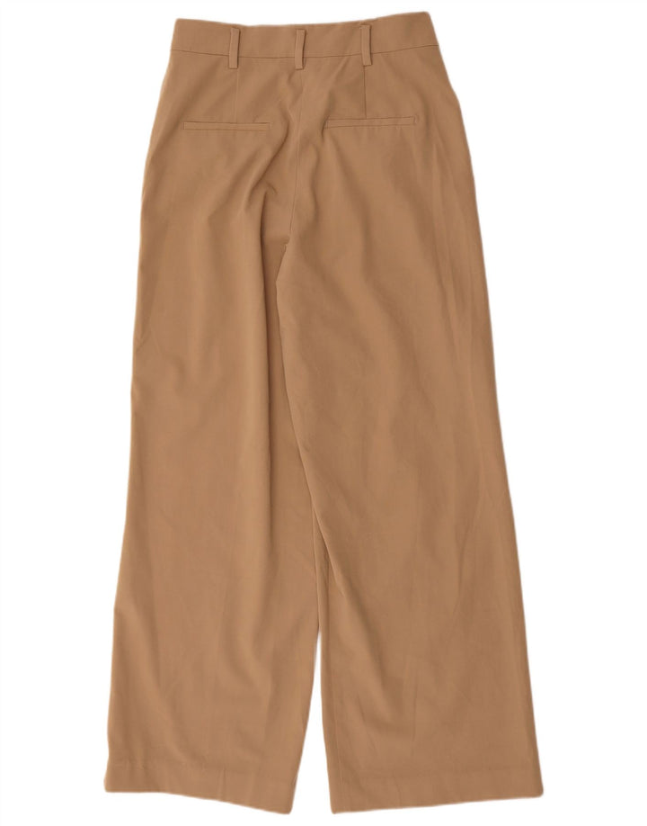 Zara Calça Chino Feminina de Perna Larga Médio W28 L30 Marrom Poliéster