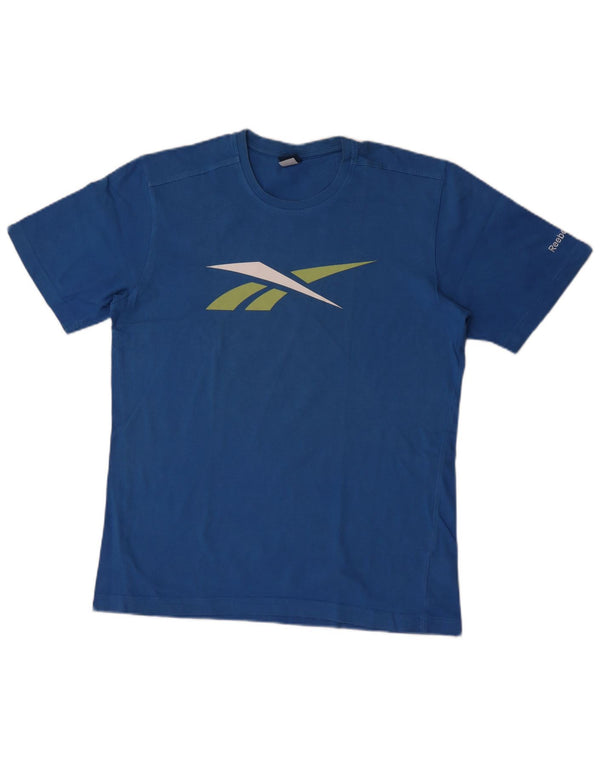 Reebok Mens Graphic T-Shirt Top Médio Algodão Azul