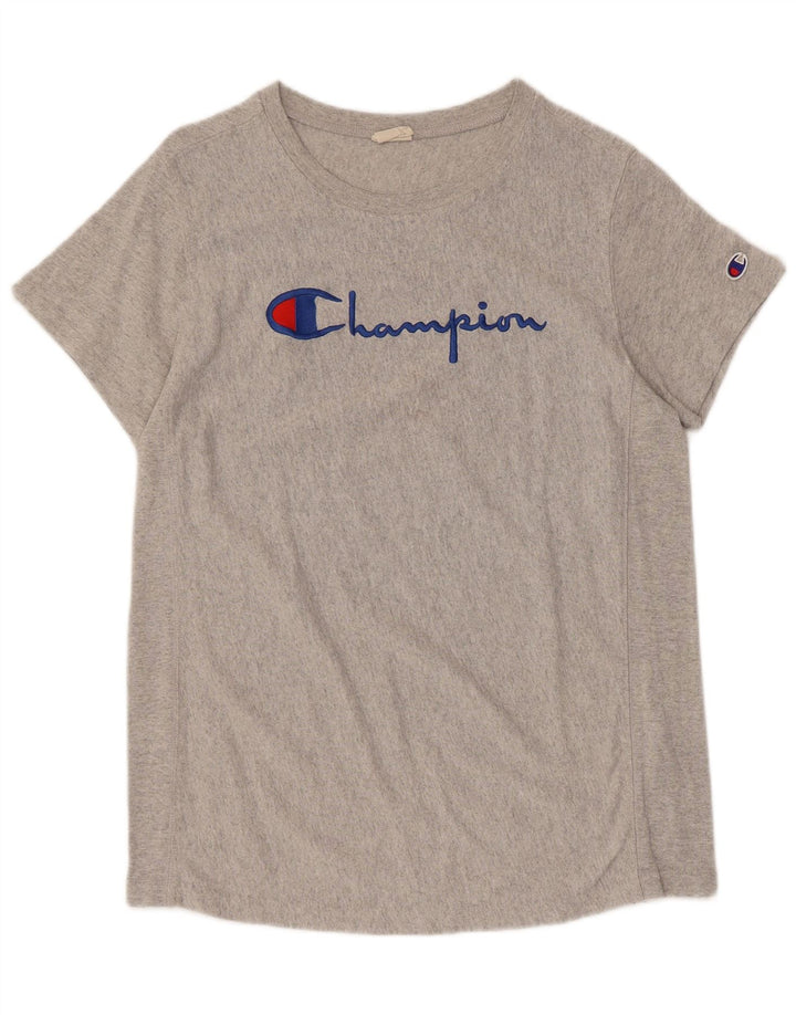 Camiseta masculina estampada Champion grande algodão cinza