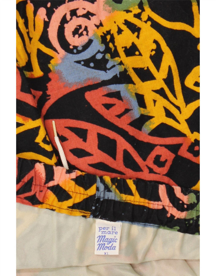 Shorts de natação masculino VINTAGE XL algodão floral preto