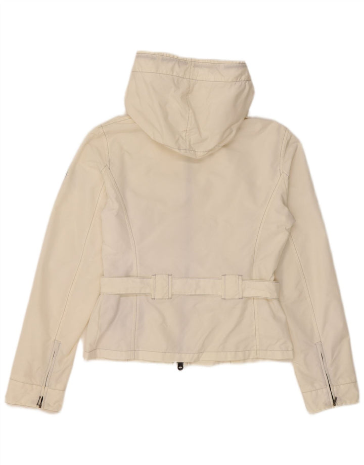 Jaqueta feminina Refrigiwear com capuz e chuva UK 12 médio branco poliamida