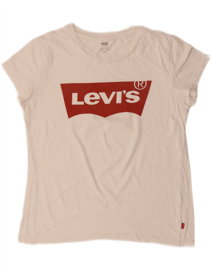 Camiseta feminina gráfica LEVI'S UK 14 algodão branco médio