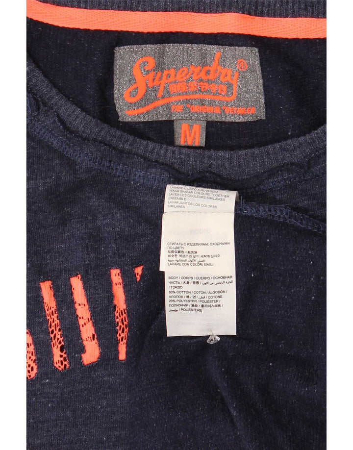 Superdry moletom feminino jumper UK 14 médio azul marinho estampa animal